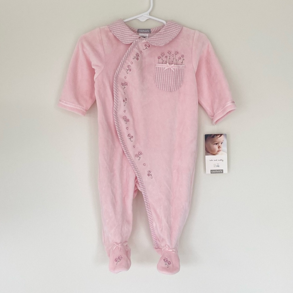 NWT Carters vintage velour footed pajama 6M